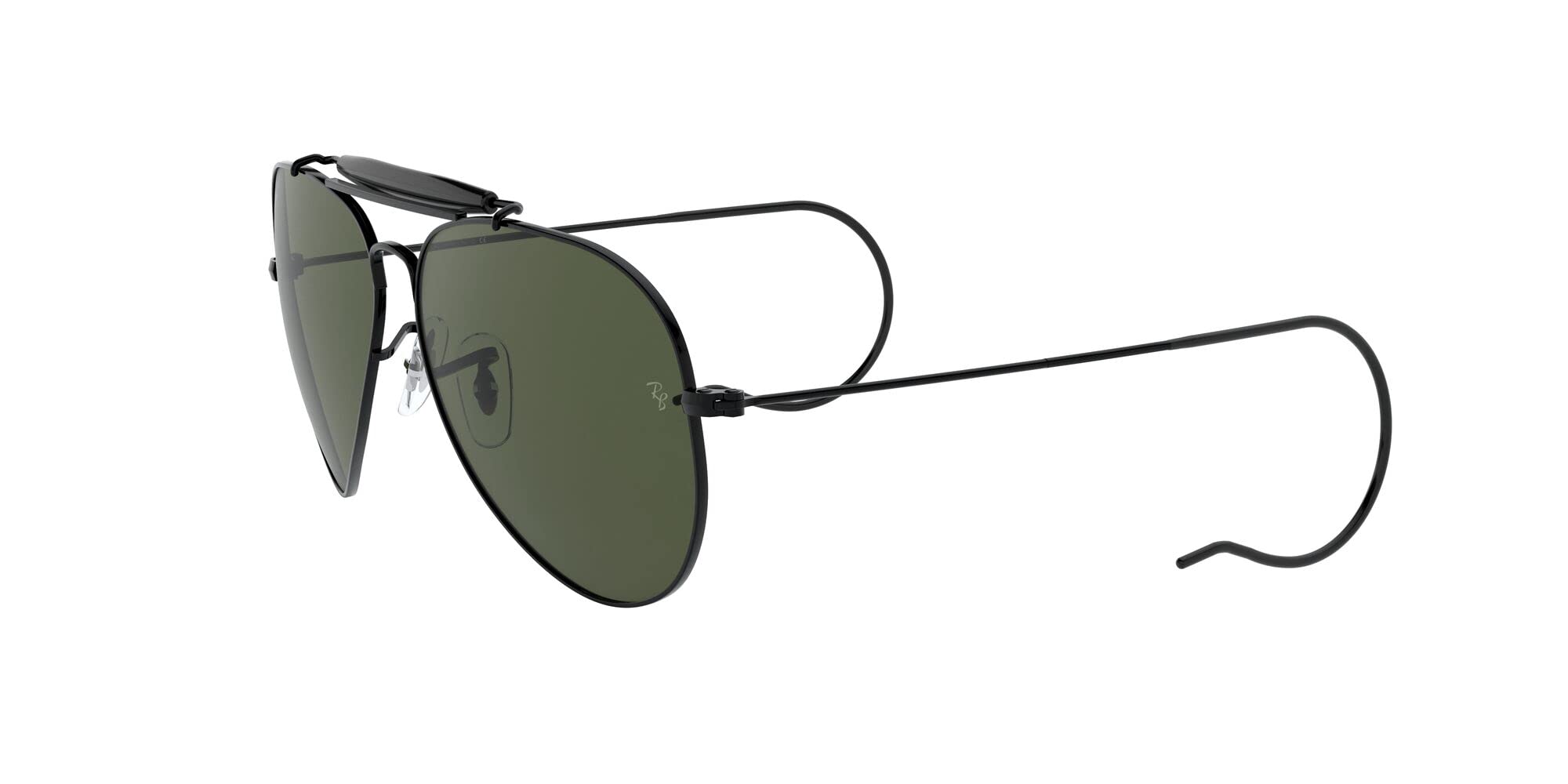 Ray-Ban RB3030 Outdoorsman I Aviator Sunglasses, Black/G-15 Green, 58 mm