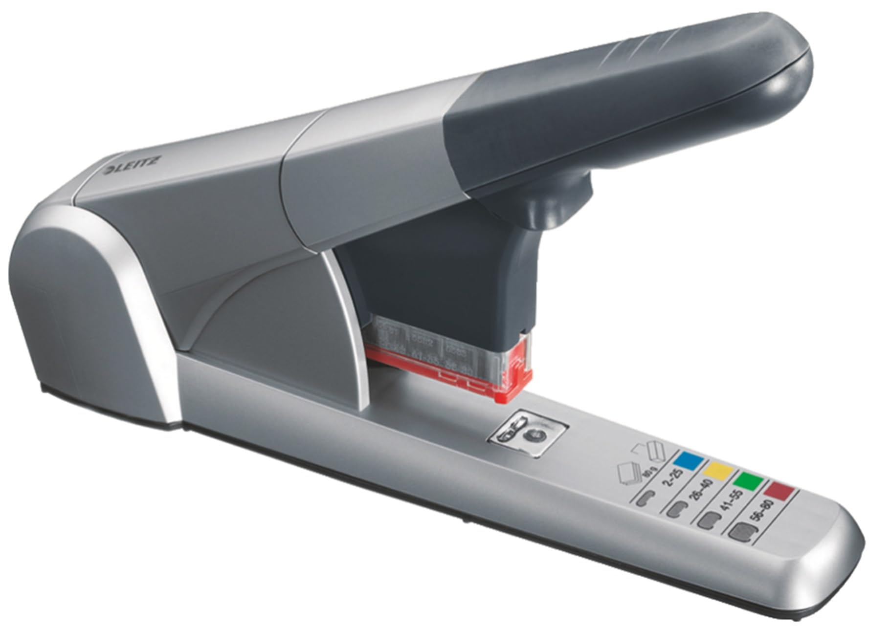 Leitz Heavy Duty Stapler, 80 Sheet Capacity, Ergonomic Metal Body, Includes Staples, 55510084 - Silver