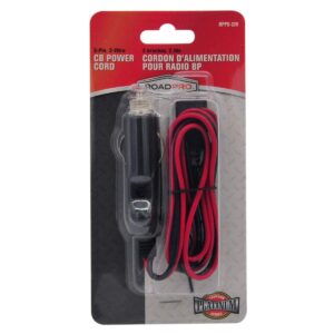 RoadPro RPPS-220 Platinum Series 12V 3-Pin Plug Fused Replacement CB Power Cord, Black and Red