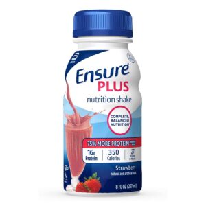 ensure plus nutrition shakes, 8oz bottles, strawberry 57269 (case of 24)