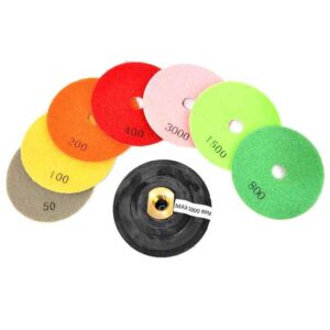 Hardin WVPOLSET 4 Inch Var Speed Polisher and 8 pc 4 Inch Diamond Polishing Pad Set