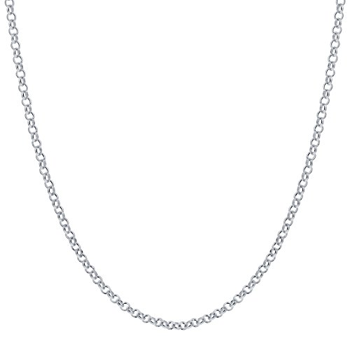 Gem Avenue Italian 925 Sterling Silver 1mm Rolo Sturdy 24 inch Chain Necklace for Women