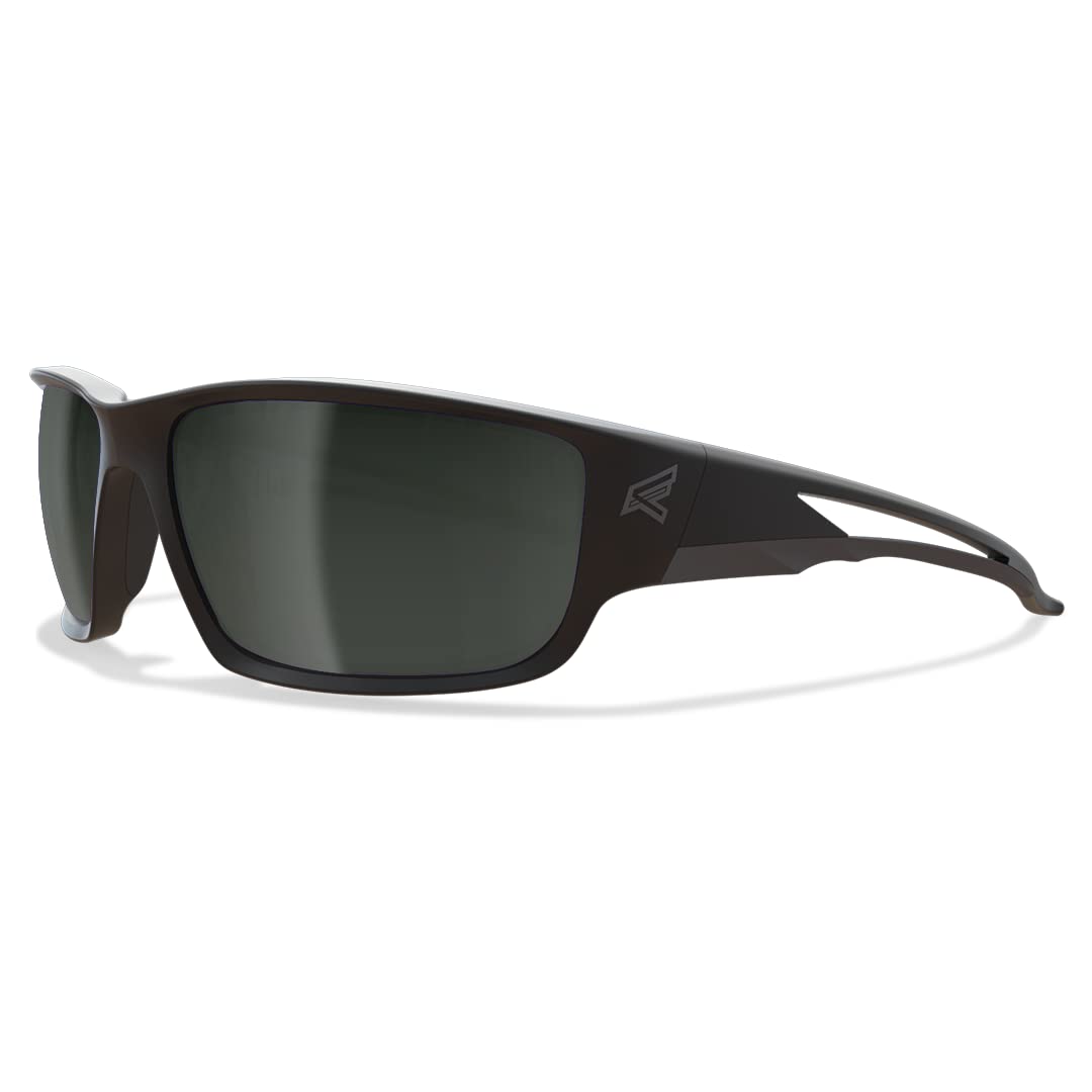 EDGE TSK21-G15-7 Kazbek Polarized Wrap-Around Safety Glasses, Anti-Scratch, Non-Slip, UV 400, Military Grade, ANSI/ISEA & MCEPS Compliant, 5.04" Wide (Black Frame/G-15 Silver Mirror Lens)