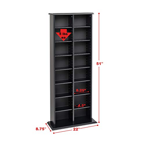 Prepac Double Media (DVD,CD,Games) Storage Tower, Black