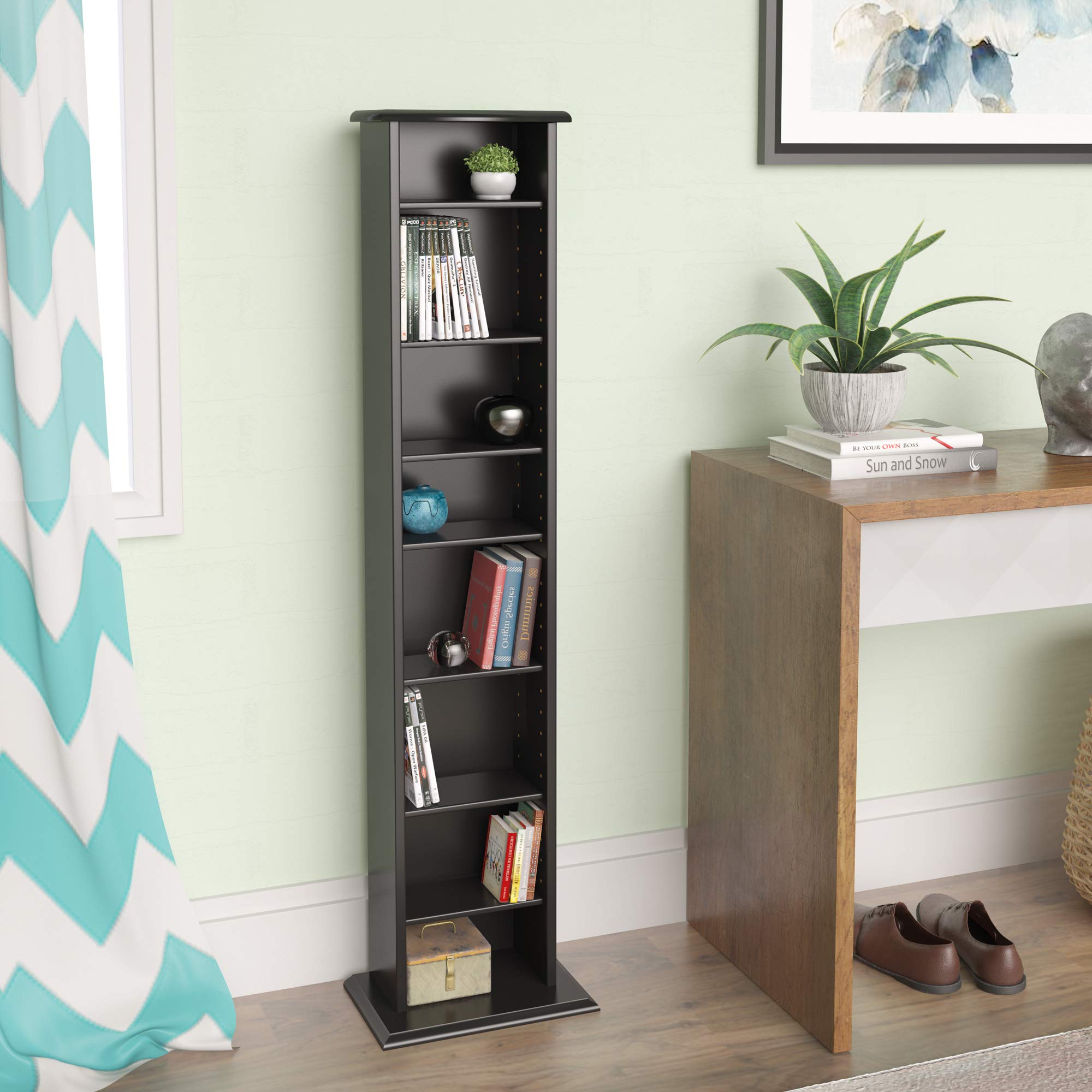 Black Slim Multimedia Storage Tower