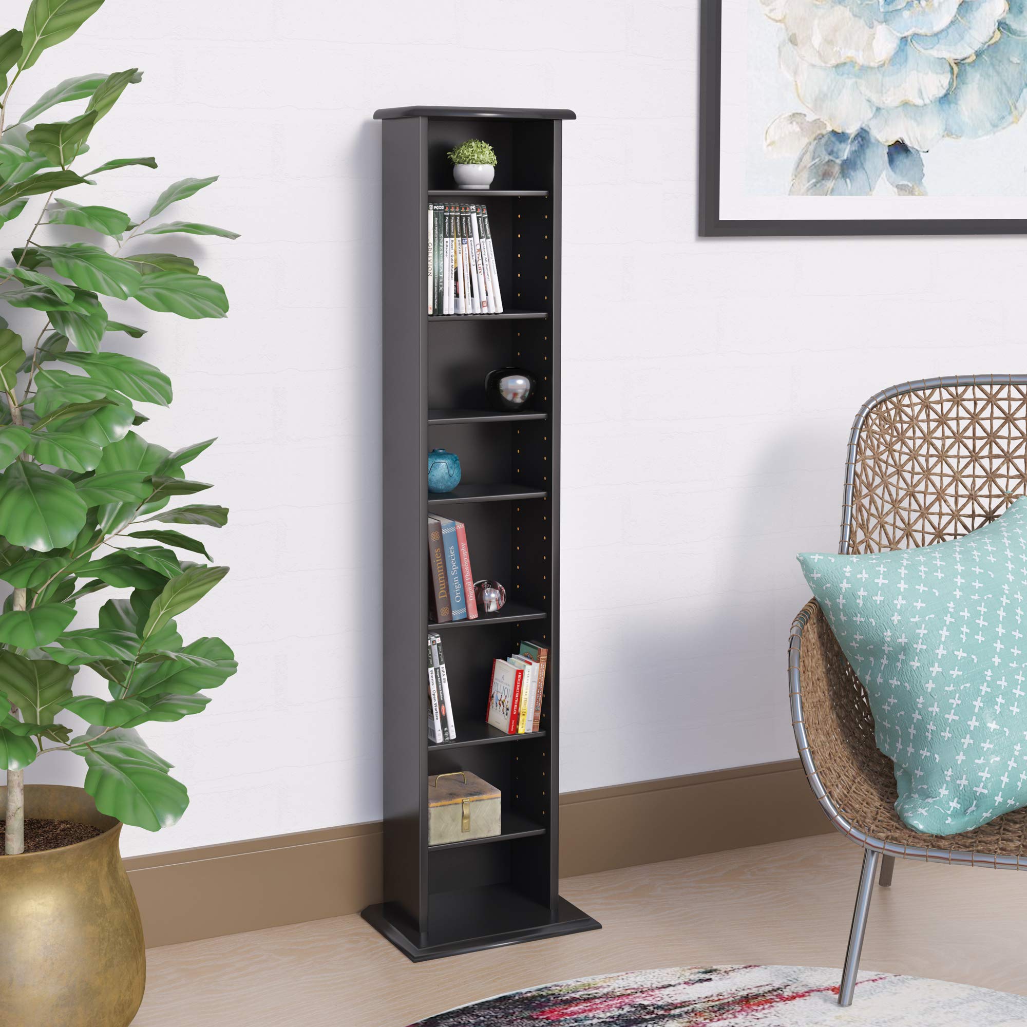 Black Slim Multimedia Storage Tower