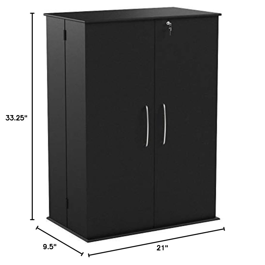 Black Locking Media Storage Cabinet