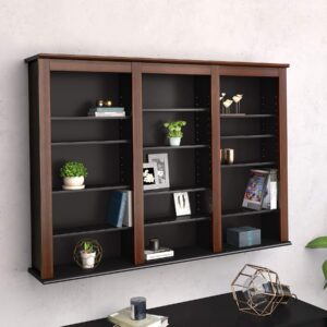 Prepac Triple Wall Mounted Storage, Cherry and Black