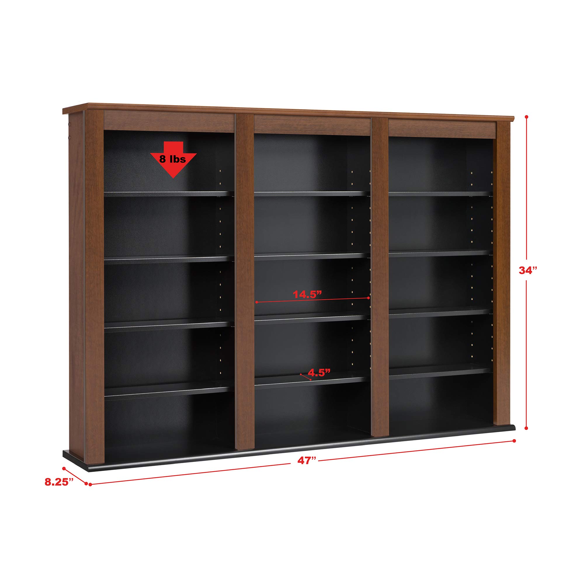 Prepac Triple Wall Mounted Storage, Cherry and Black