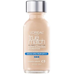 l'oreal paris makeup true match super-blendable liquid foundation, creamy natural c3, 1 fl oz,1 count