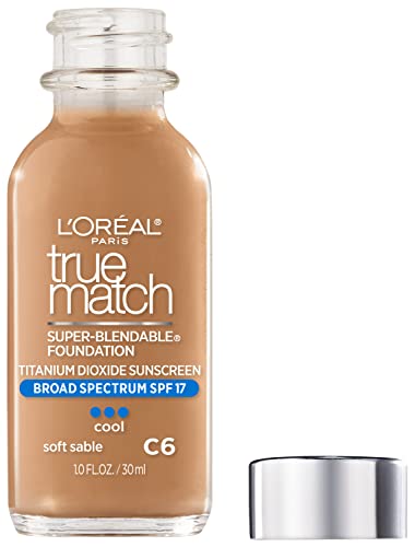 L'Oreal Paris Makeup True Match Super-Blendable Liquid Foundation, Soft Sable C6, 1 Fl Oz,1 Count