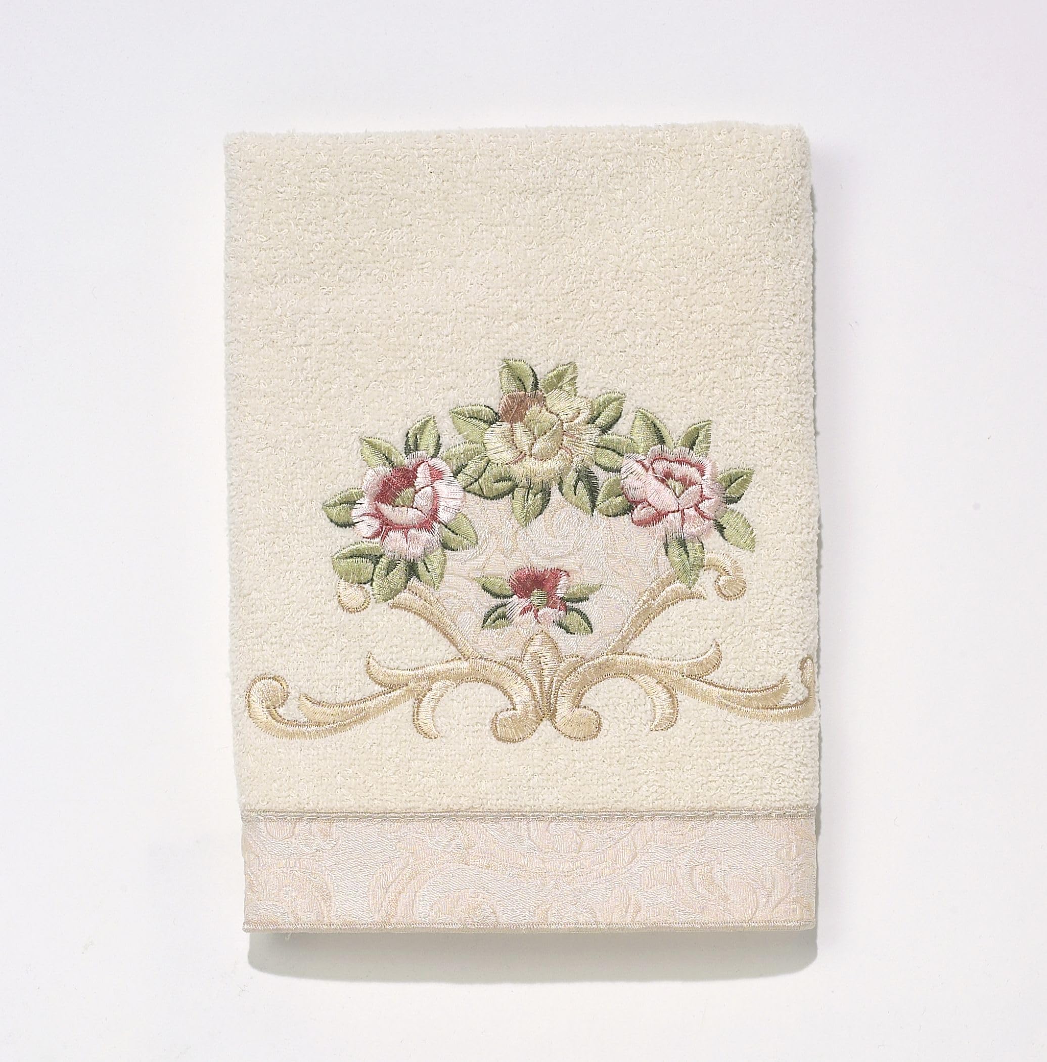 Avanti Linens 5412IVR Rosefan Hand Towel, Ivory, 13.00" x 10.00"