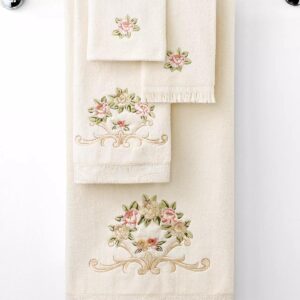 Avanti Linens 5412IVR Rosefan Hand Towel, Ivory, 13.00" x 10.00"