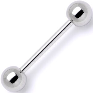 body candy stainless steel straight barbell tongue ring 14 gauge 5/8" 6mm ball