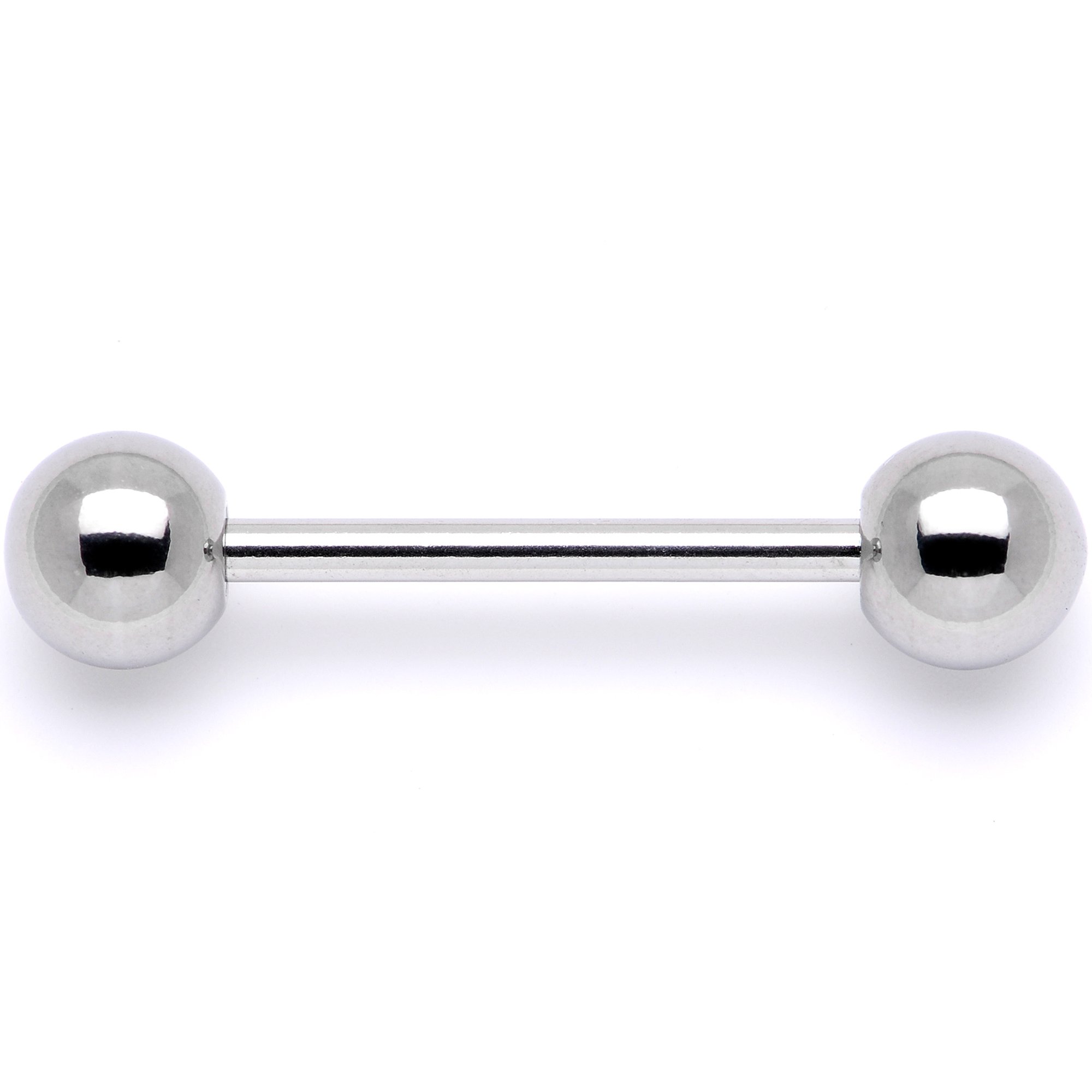 Body Candy Stainless Steel Straight Barbell Tongue Ring 14 Gauge 5/8" 6mm Ball