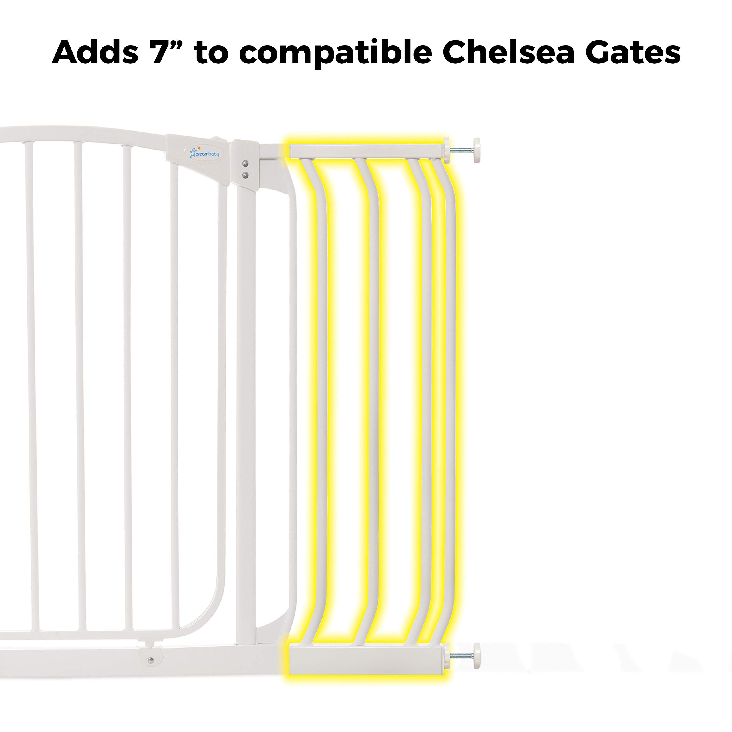 Dreambaby Chelsea Baby Safety Gate Extension - 7 inches Wide - White - Model F171W