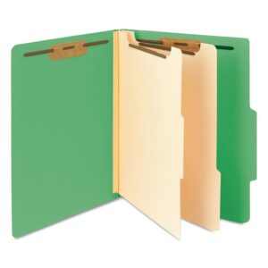 Smead Classification File Folder, 2 Dividers, 2" Expansion, 2/5-Cut Tab, Letter Size, Green, 10 per Box (14002)