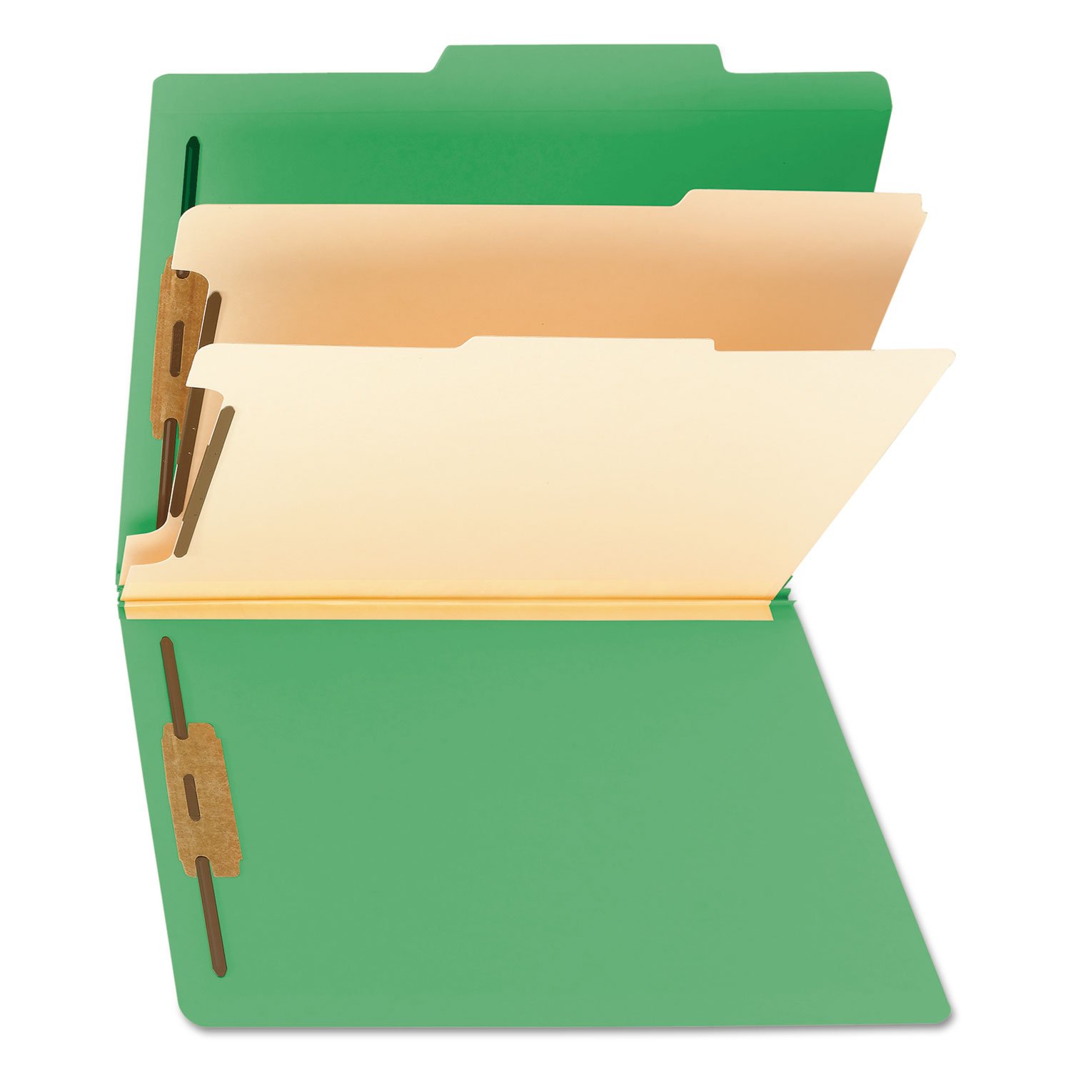 Smead Classification File Folder, 2 Dividers, 2" Expansion, 2/5-Cut Tab, Letter Size, Green, 10 per Box (14002)