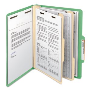 Smead Classification File Folder, 2 Dividers, 2" Expansion, 2/5-Cut Tab, Letter Size, Green, 10 per Box (14002)