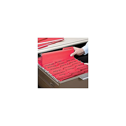 Smead FasTab Hanging File Folder, 1/3-Cut Built-in Tab, Letter Size, Red, 20 per Box (64096)