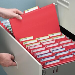 Smead FasTab Hanging File Folder, 1/3-Cut Built-in Tab, Letter Size, Red, 20 per Box (64096)