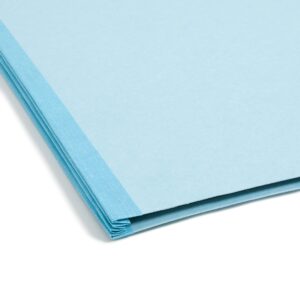 Smead FasTab Hanging Pressboard Classification Folder with SafeSHIELD Fasteners, 2 Dividers, 2/5-Cut Built-in Tab, Letter Size, Blue, 10 per Box (65115)