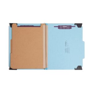 Smead FasTab Hanging Pressboard Classification Folder with SafeSHIELD Fasteners, 2 Dividers, 2/5-Cut Built-in Tab, Letter Size, Blue, 10 per Box (65115)