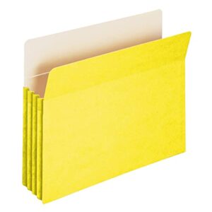 smead file pocket, straight-cut tab, 3-1/2" expansion, letter size, yellow, 25 per box (73233)