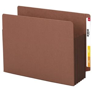 smead end tab pocket, reinforced straight-cut tab, 5-1/4" expansion, extra wide letter size, redrope with dark brown gusset, 10 per box (73691)