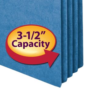 Smead File Pocket, Straight-Cut Tab, 3-1/2" Expansion, Legal Size, Blue, 25 per Box (74225)