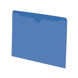 smead file jacket, reinforced straight-cut tab, flat-no expansion, letter size, blue, 100 per box (75502)