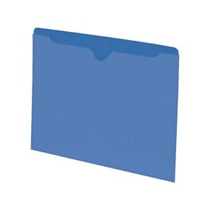 Smead File Jacket, Reinforced Straight-Cut Tab, Flat-No Expansion, Letter Size, Blue, 100 per Box (75502)