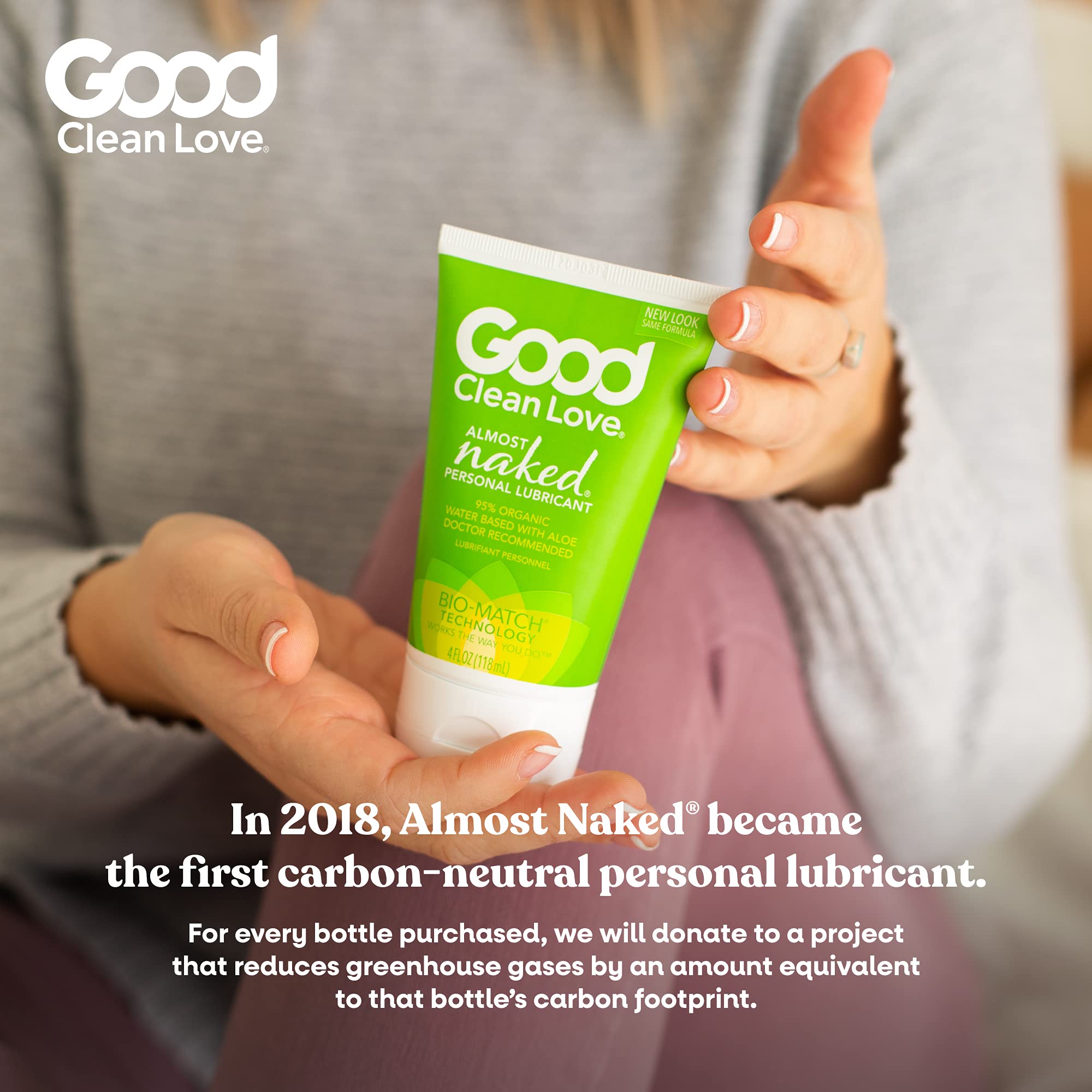 Good Clean Love Almost Naked Personal Lubricant, Organic Water-Based Lube with Aloe Vera, Safe for Toys & Condoms, Intimate Wellness Gel for Men & Women, 4 Oz