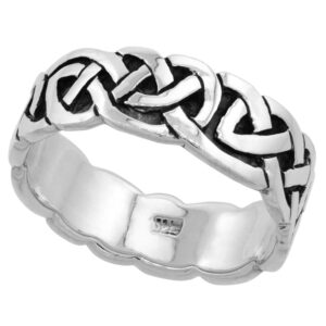 sterling silver celtic knot ring wedding band thumb ring 1/4 inch wide size 9.5