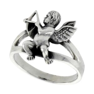 Sterling Silver Cupid Ring 5/8 inch wide size 6.5