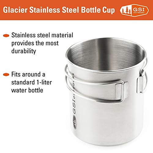 GSI Outdoors Glacier Stainless Steel Bottle Cup I Lightweight Cup or Pot for Travel, Camping and Backpacking - 20 oz