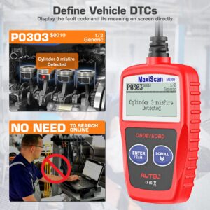 Autel OBD2 Scanner 2023 Newest MS309 Automotive Check Engine Code Reader, Check Emission Monitor Status, CAN Diagnostic Scan Tool for All OBDII Protocol Vehicles After 1996