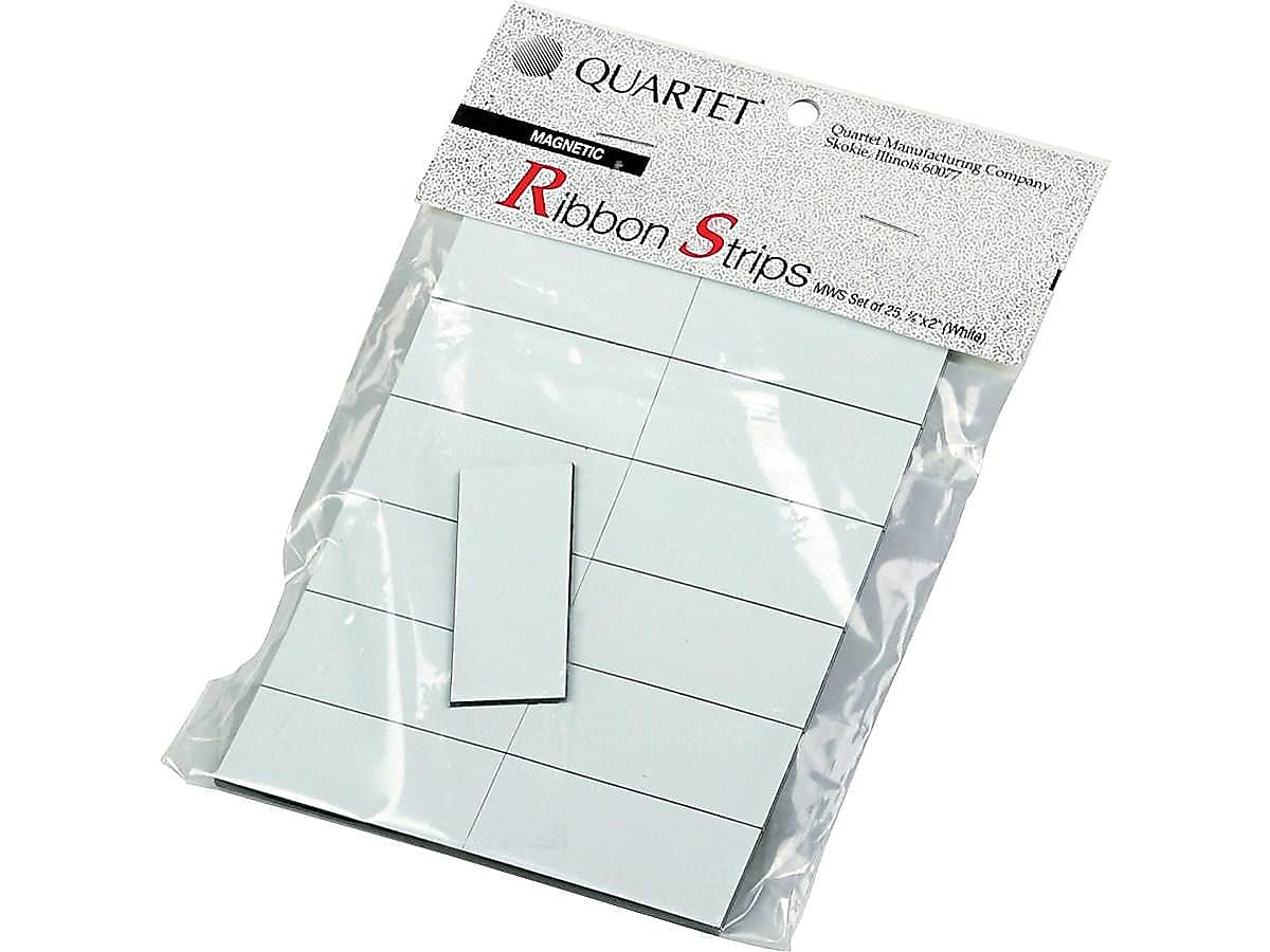 Quartet Magnetic Strips, 7/8-Inch x 2-Inch, Rewritable, White, 25 per pack (MWS)