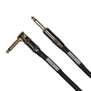 mogami platinum guitar-12r instrument cable, 1/4" ts male plugs, gold contacts, right angle and straight connectors, 12 foot