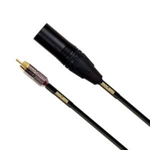 mogami gold xlrm-rca-06 unbalanced audio adapter cable, rca male plug to xlr-male, gold contacts, straight connectors, 6 foot