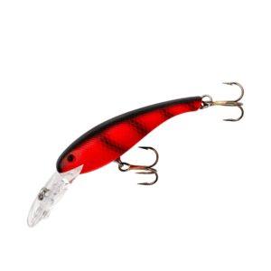 Cotton Cordell Wally Diver Walleye Crankbait Fishing Lure, Accessories for Freshwater Fishing, 2 1/2", 1/4 oz, Fluorescent Red/Black