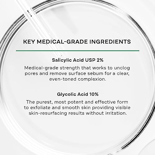 Replenix Gly-Sal 10-2 Clarifying Pads, Medical-Grade Exfoliating Cleansing Wipes for Acne-Prone Skin, Oil-Free Facial Treatment with Witch Hazel, 10% Glycolic & 2% Salicylic Acids (60 ct.)