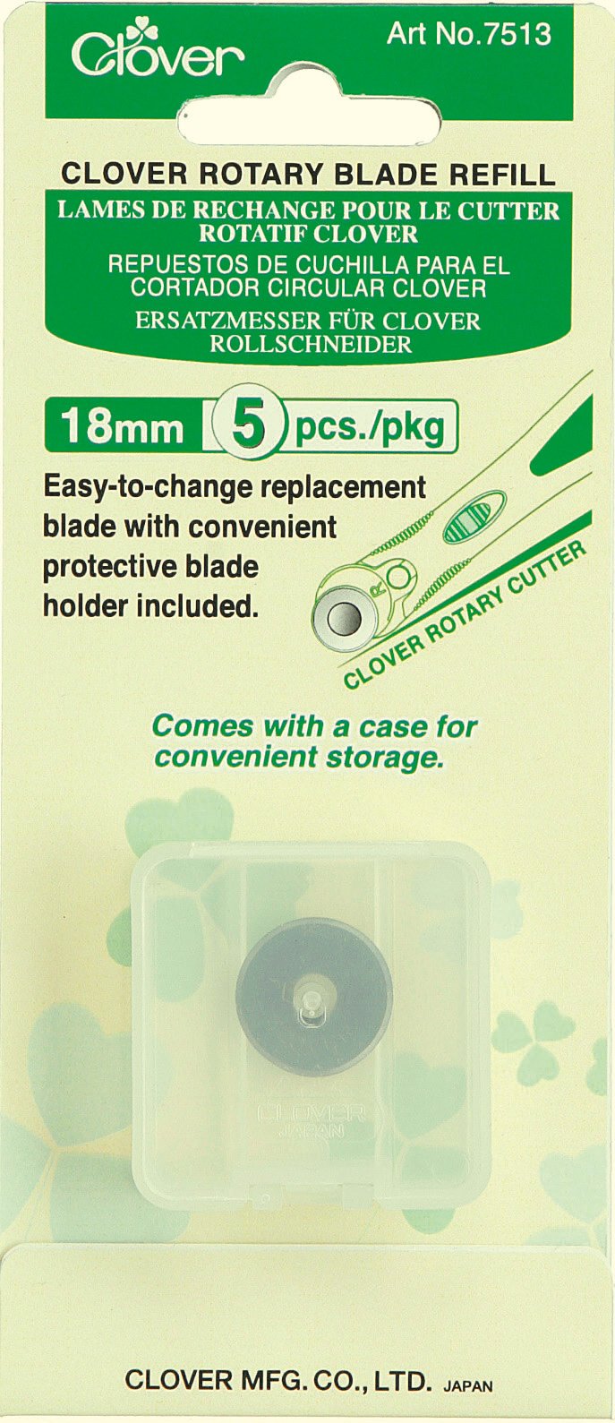 Clover Rotary Blade Refill 5/Pkg, 18mm x5, Multicolor