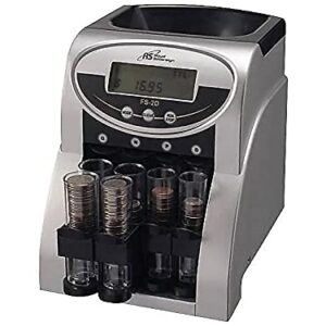 Royal Sovereign 2 Row Electric Coin Counter With Patented Anti-Jam Technology and Digital Counting Display (FS-2D),Blk/Silver