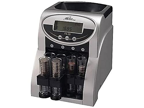 Royal Sovereign 2 Row Electric Coin Counter With Patented Anti-Jam Technology and Digital Counting Display (FS-2D),Blk/Silver