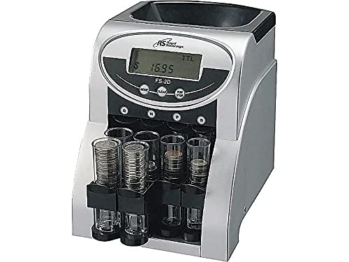 Royal Sovereign 2 Row Electric Coin Counter With Patented Anti-Jam Technology and Digital Counting Display (FS-2D),Blk/Silver