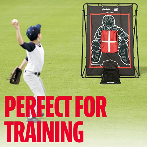 Franklin Sports Baseball Pitching Target and Rebounder Net - 2-in-1 Pitch Trainer and Pitchback Net - Baseball Return Screen and Pitching Practice Target