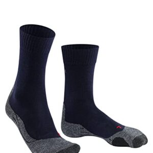 FALKE Women's TK2 Explore Hiking Socks, Mid Calf, Medium Padding, Athletic Sock, Breathable Quick Dry, Merino Wool, Blue (Marine 6120), 8-9, 1 Pair