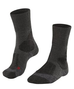 falke men's tk1 adventure hiking socks, mid calf, thick padding, athletic sock, breathable quick dry, merino wool, grey (asphalt melange 3180), 10.5-11.5, 1 pair