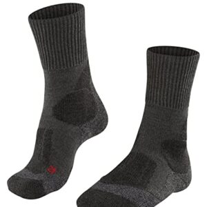 FALKE Men's TK1 Adventure Hiking Socks, Mid Calf, Thick Padding, Athletic Sock, Breathable Quick Dry, Merino Wool, Grey (Asphalt Melange 3180), 10.5-11.5, 1 Pair